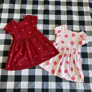Charming Strawberry and Apple Print Kids Dresses Set